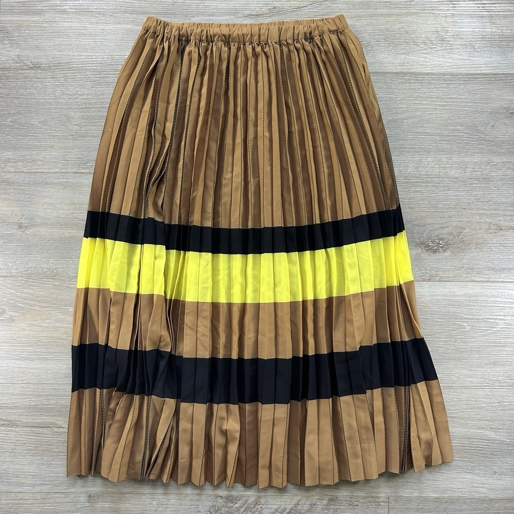 Maeve Anthropologie Skirt Womens Small Pleated Midi‎ Elastic Waist Lined Striped